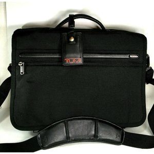 Tumi Large Black Canvas Expandable Briefcase Laptop Bag